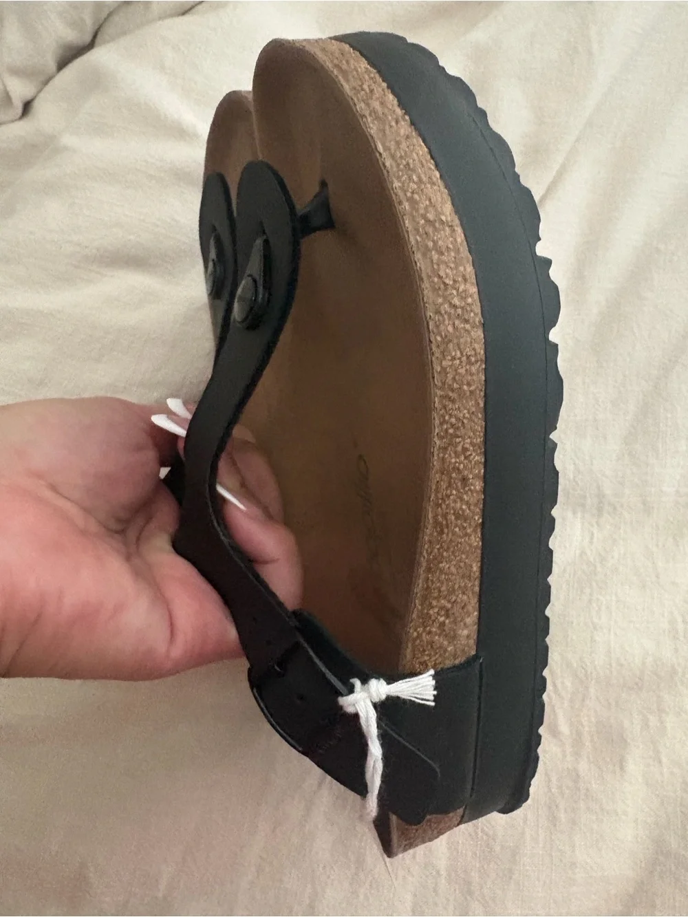 Birkenstock Gizeh Flex Platform Sandcastle Beige and Brown